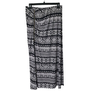 INC International Concepts Black/White Print Long Skirt - Sz Large